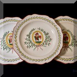 P55. Set of 8 Cog de Strasbourg ceramic plates. 12&rdquo;w 